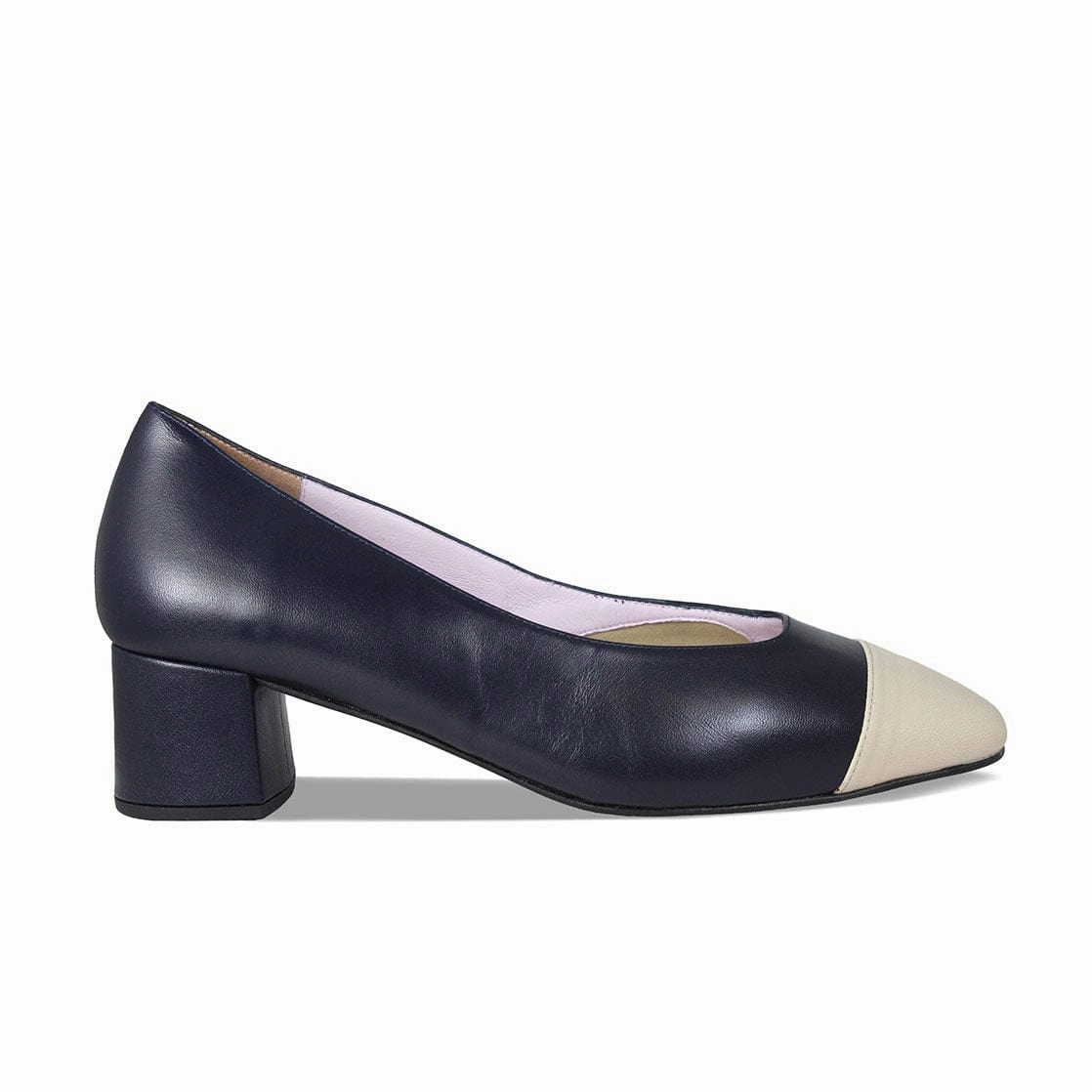 Effortless Style Vibrant Tone Valencia: Navy & Cream Leather