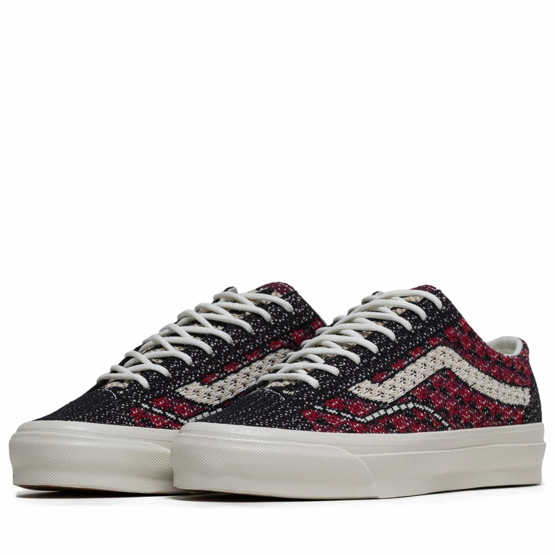 Vans LX Old Skool 36 EK - Geo Check Bordeaux Red Understated Detail Casual Wear