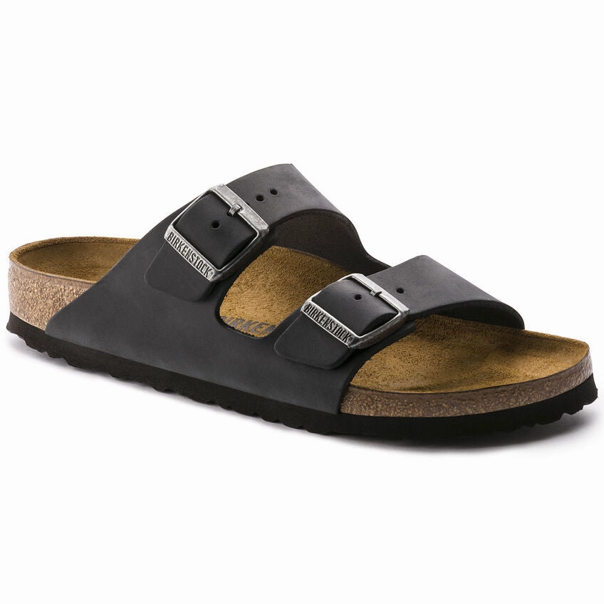 responsive - sole shoes Birkenstock Arizona Black Oiled Leather Narrow
