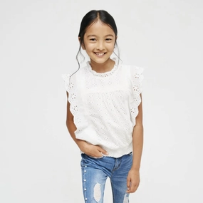 Eyelet Ruffled Sleeveless Top Glittery kids' wear Sleep - Wear