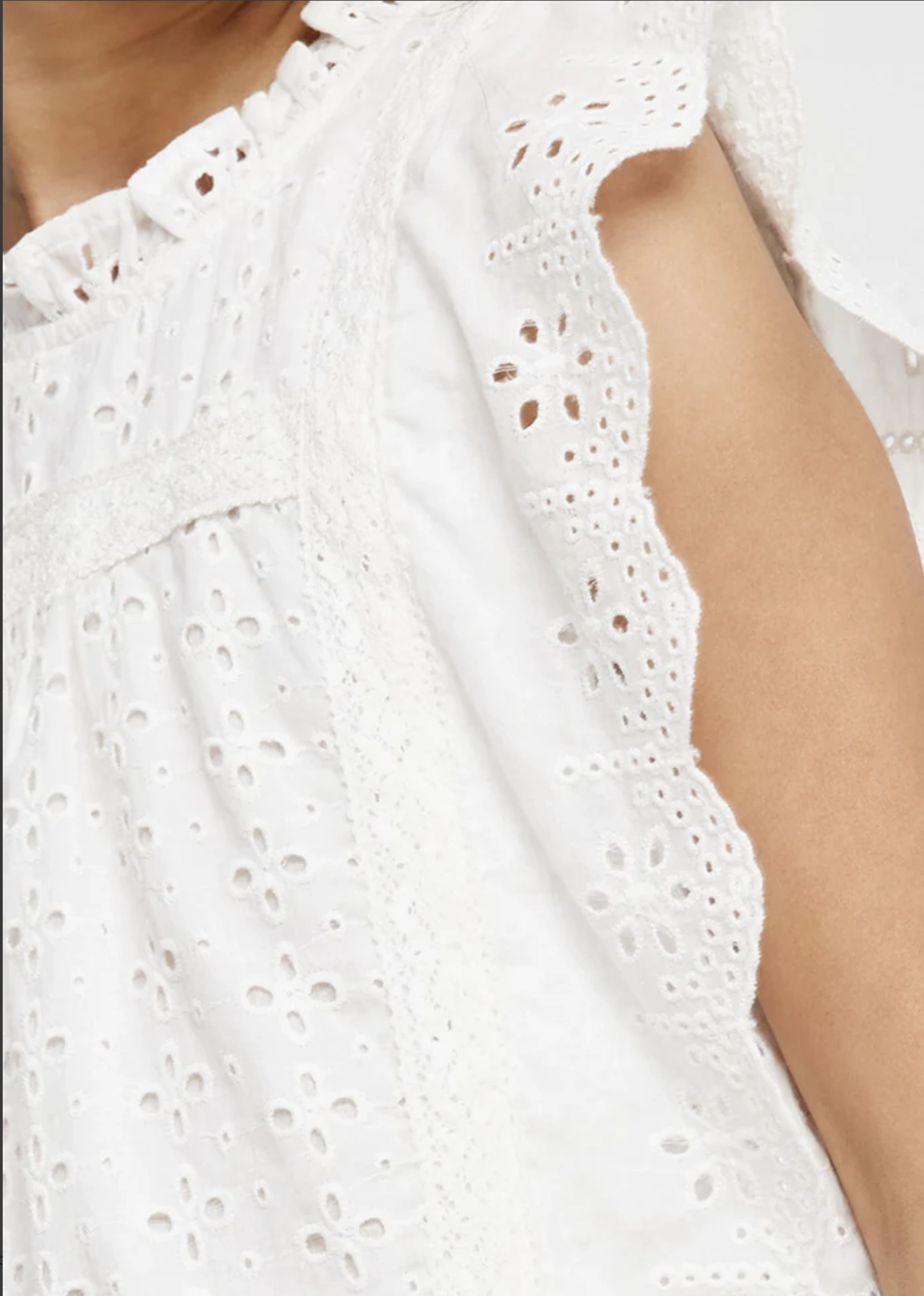 Eyelet Ruffled Sleeveless Top Striped Outerwear