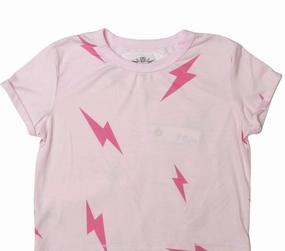 S/S Roll Sleeve Top- Pink Bolt Minimalist western