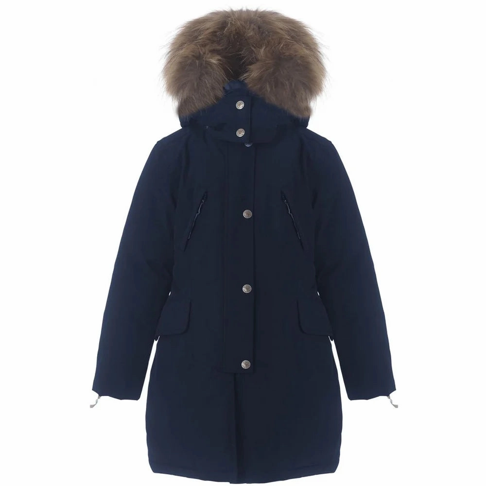 Silk like kids' wear Party - Wear Ver De Terre Girls ARCTIC Winter Down Coat with Fur - Navy