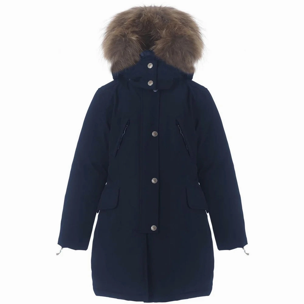 Volleyball clothes for children Running clothes for children Ver De Terre Girls ARCTIC Winter Down Coat with Fur - Navy