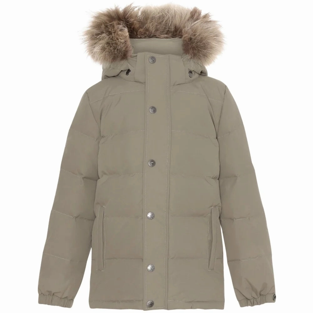 Warm Ver De Terre Kids Winter Down Jacket with Fur - Caramel