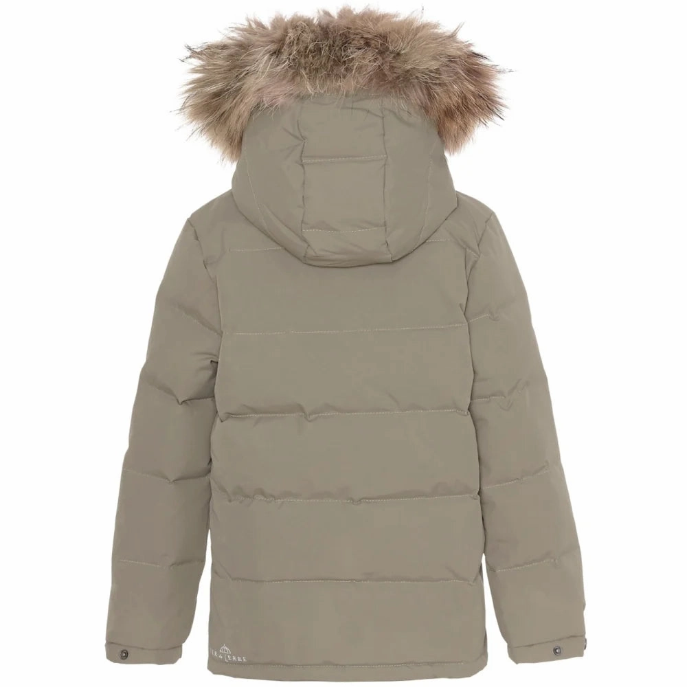 Matte finish kids' clothes No - iron Ver De Terre Kids Winter Down Jacket with Fur - Caramel