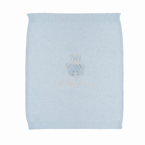 Nanan Baby Blanket Solid Tint With Bear Embroidery - Blue Comfort - fit