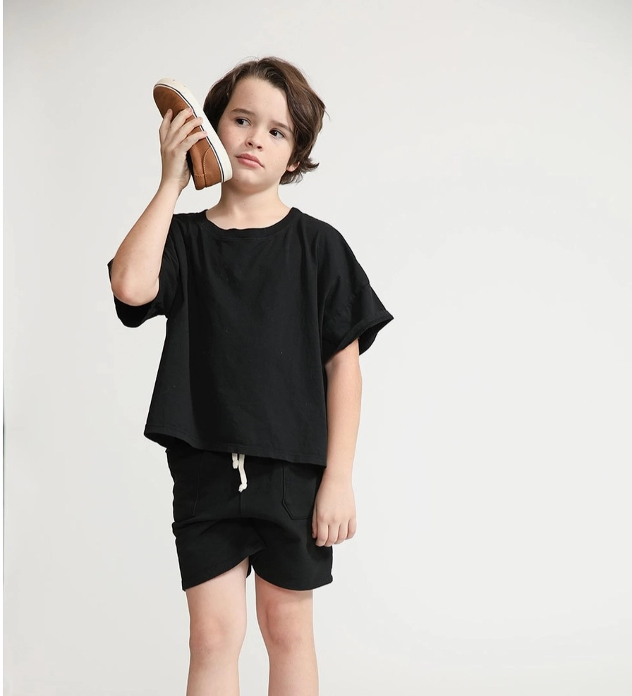 Daily Tee in Black Patchwork outfits for children