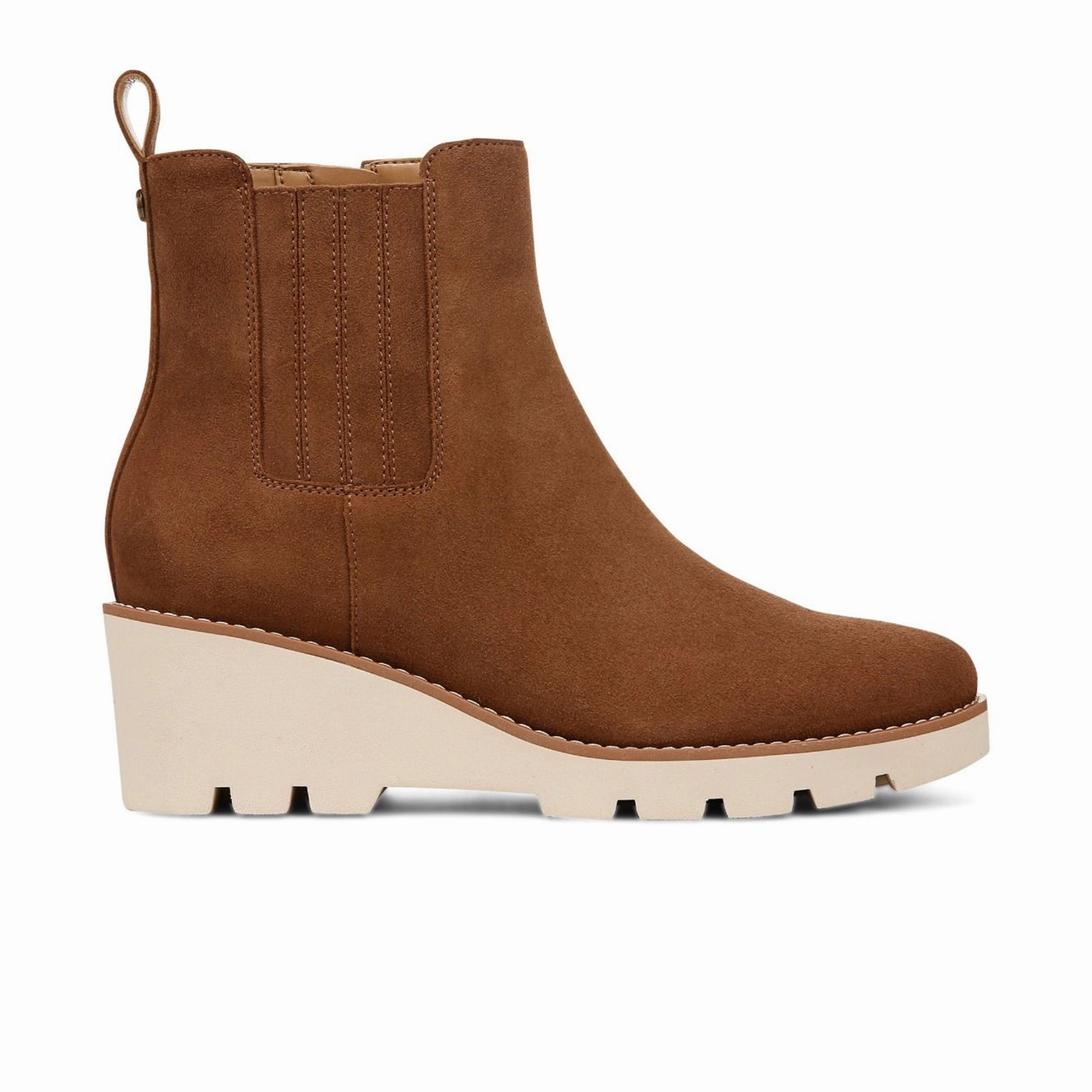 Vionic Aria Wedge Boot (Women) - Hazelnut Brown Waxed Suede Safe Grip