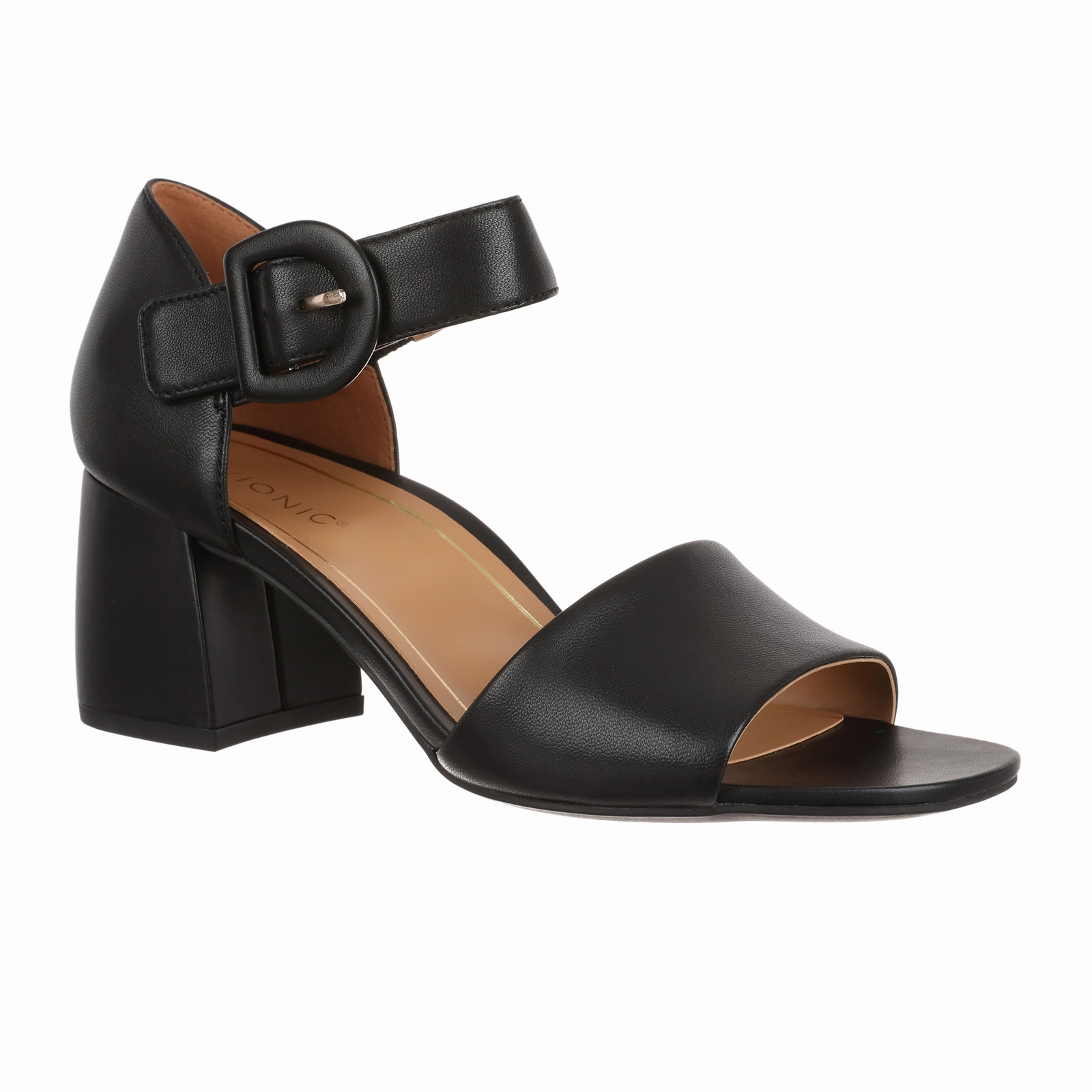 Vionic Chardonnay Heeled Sandal (Women) - Black Leather Daily Comfort Comfortable Cushion
