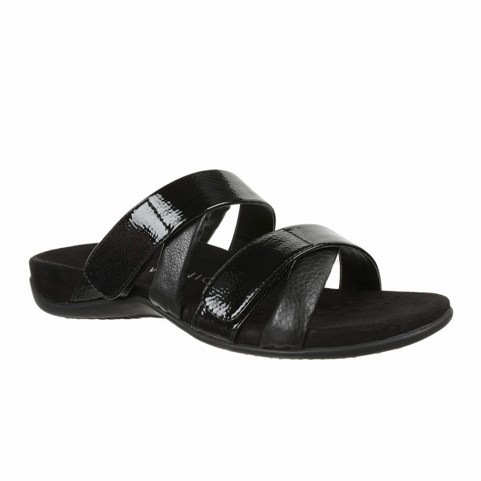 Vionic Hadlie Slide Sandal (Women) - Black Patent Slip On