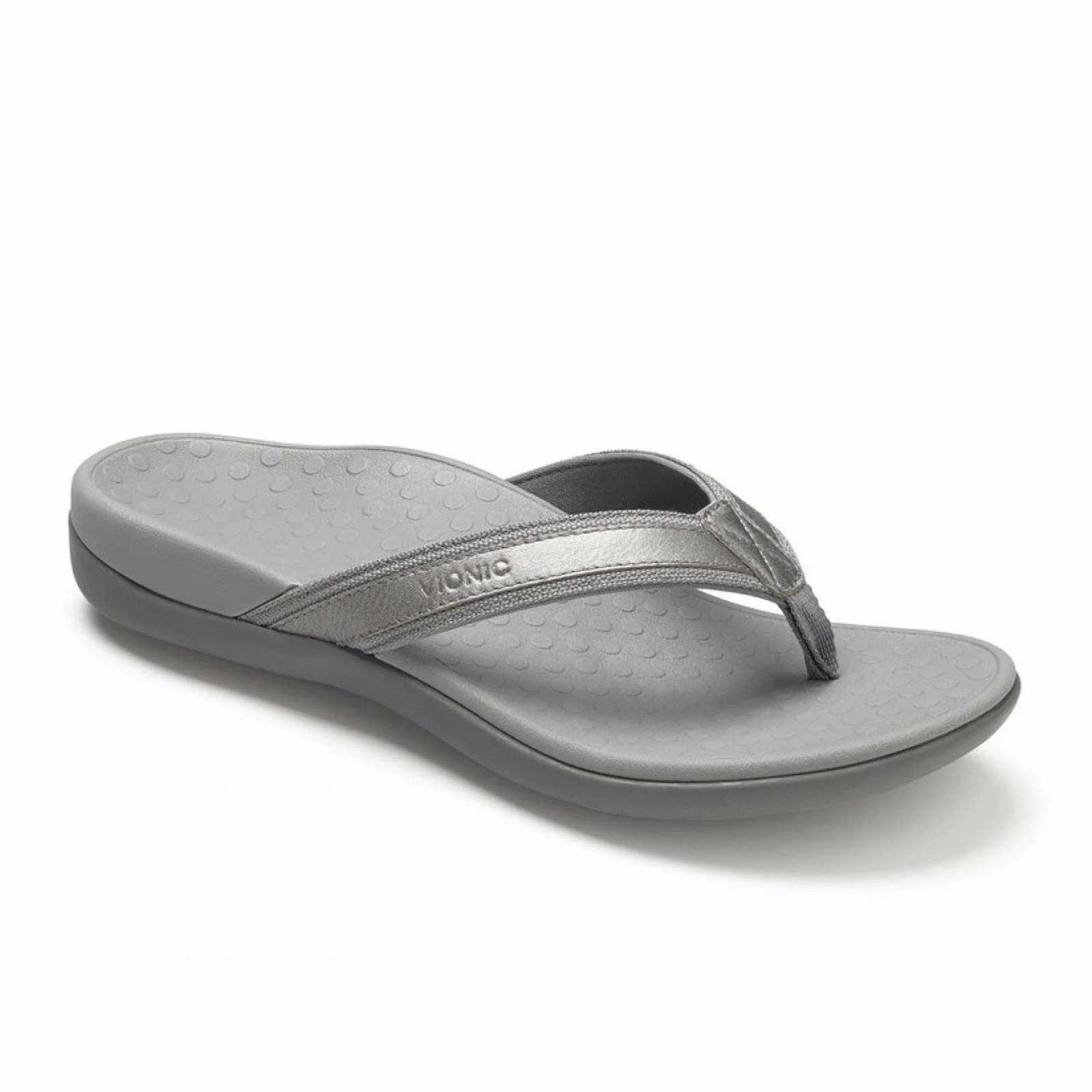 Vionic Tide Sandal (Women) - Pewter Metallic Comfort Ankle Support