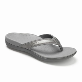 Vionic Tide Sandal (Women) - Pewter Metallic Comfort Ankle Support