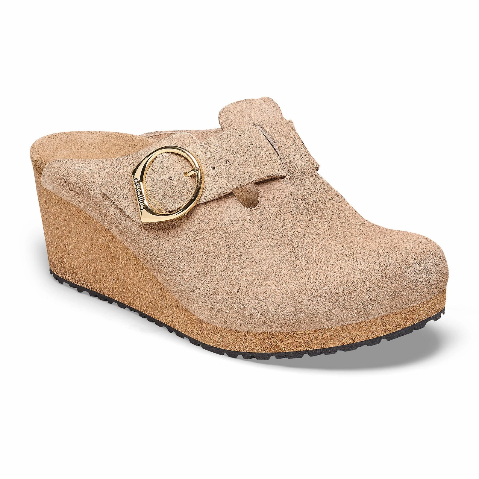 Support frame Birkenstock Fanny Ring-Buckle Narrow Wedge Clog (Women) - Warm Sand Suede