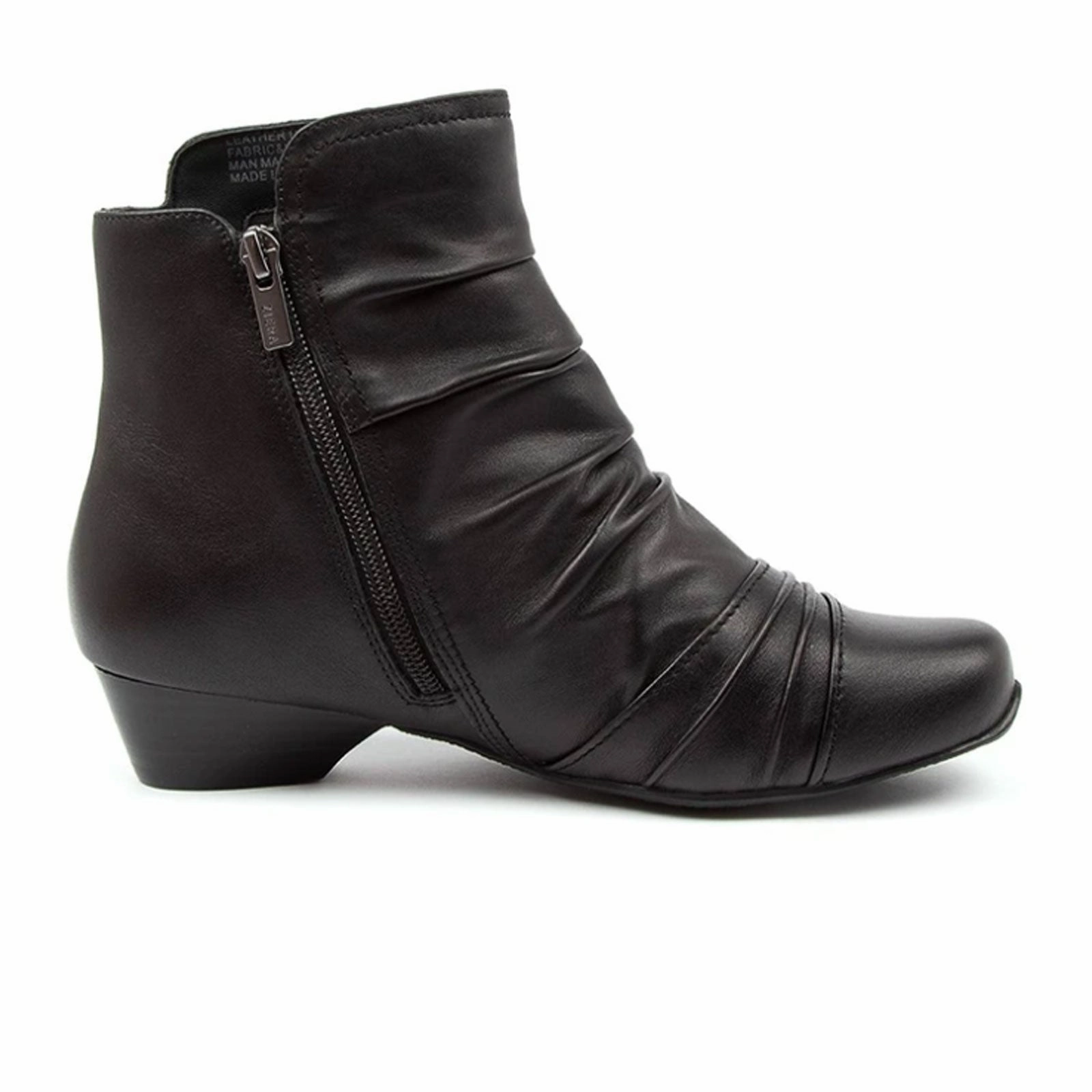 Ziera Camryn Wide Ankle Boot (Women) - Black Leather Noon Break Feel Good