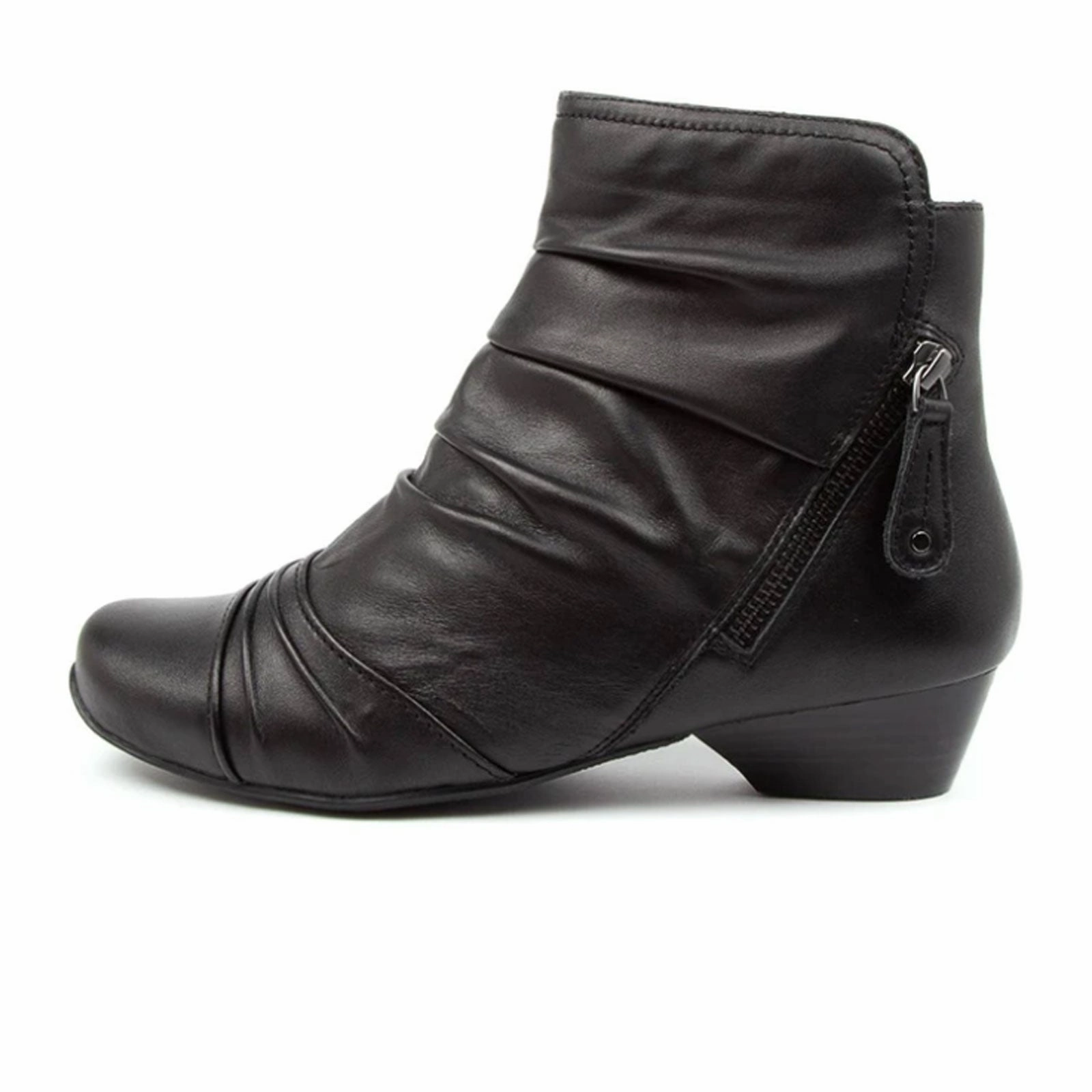 Sleek Option Casual Style Slip-ons Ziera Camryn Wide Ankle Boot (Women) - Black Leather