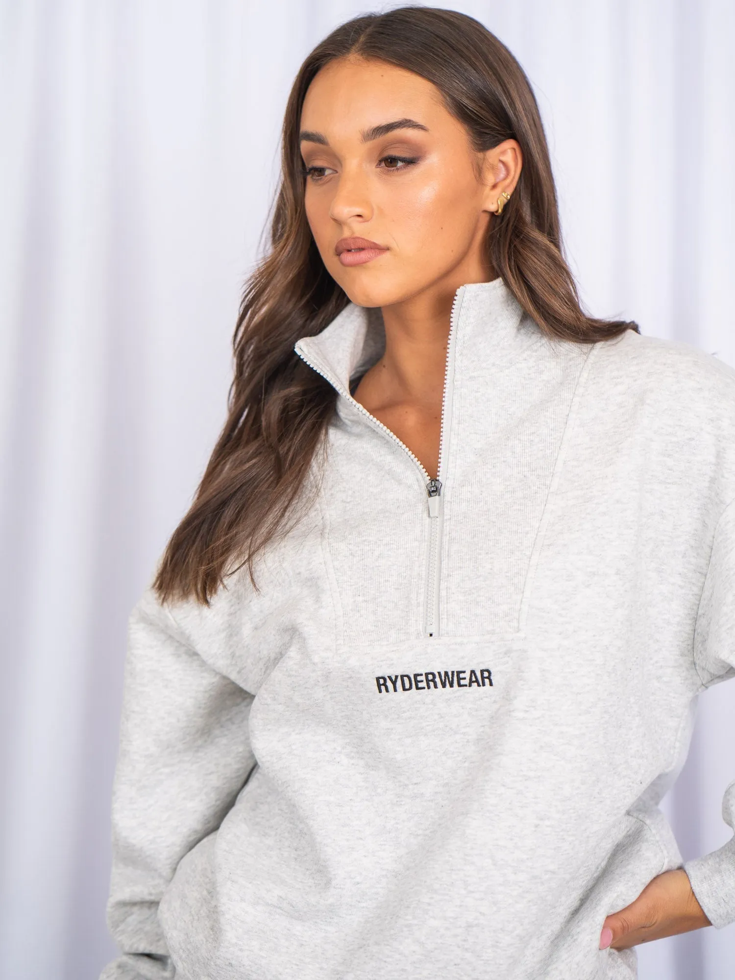 evening walk Moisture Wicking Liner Unisex Half Zip Jumper - Snow Marl