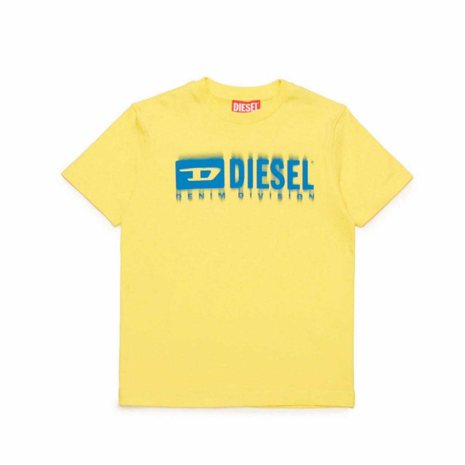 Upcycled Diesel Kids Blurred Logo Icron T-Shirt - Yellow - 8Y