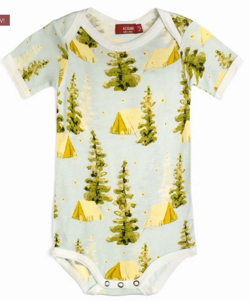 Multicolored kids' clothes Gym clothes for children Milkbarn 31125 Short Sleeve One Piece in Camping Bamboo