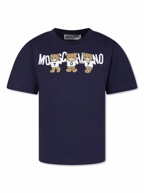 Middle school kids' clothing Moschino Kids Navy Teddy Bear Logo T-Shirt