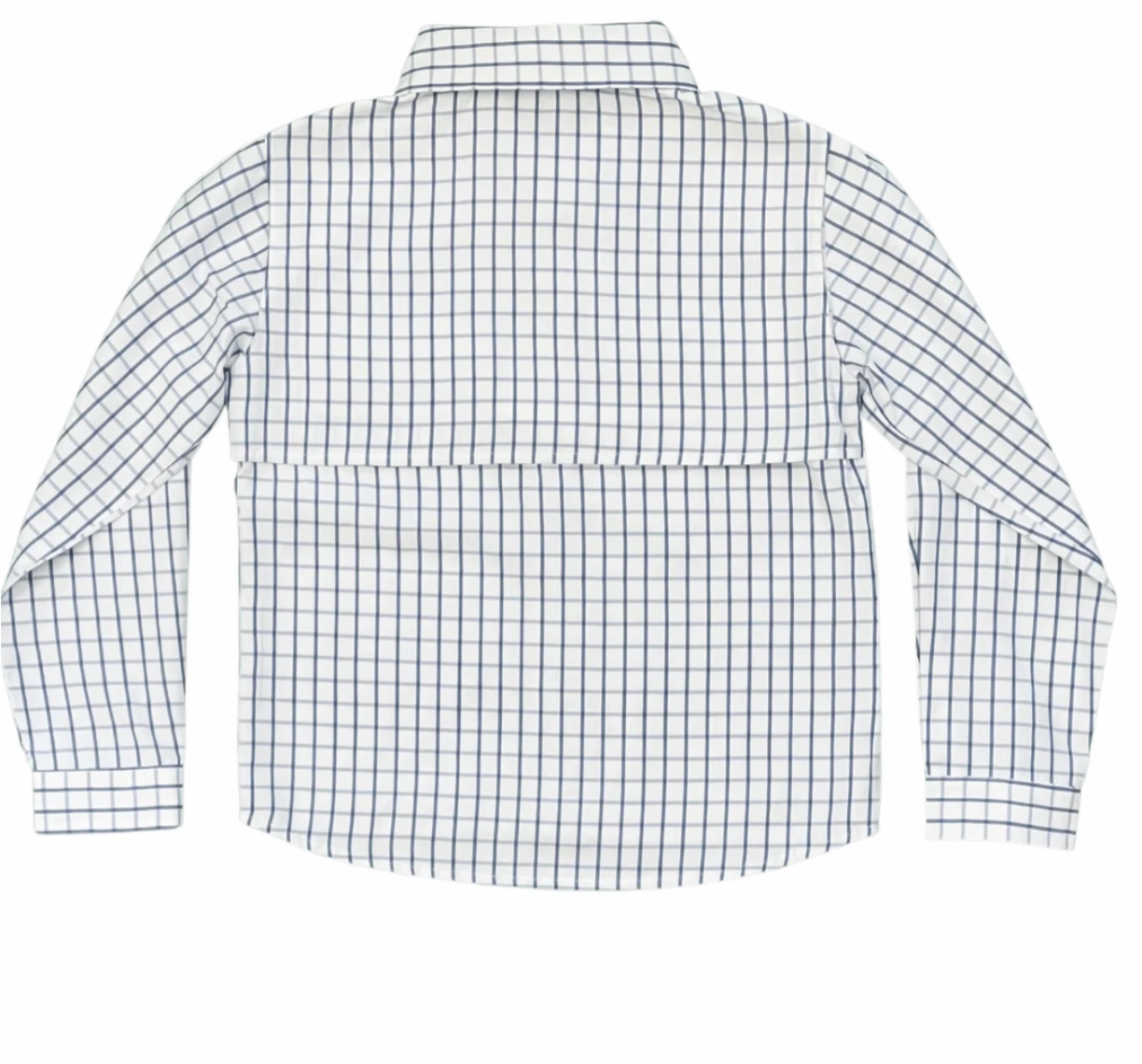 Pastel colored kids' wear Flagler Fishing Shirt - White and Blue Plaid