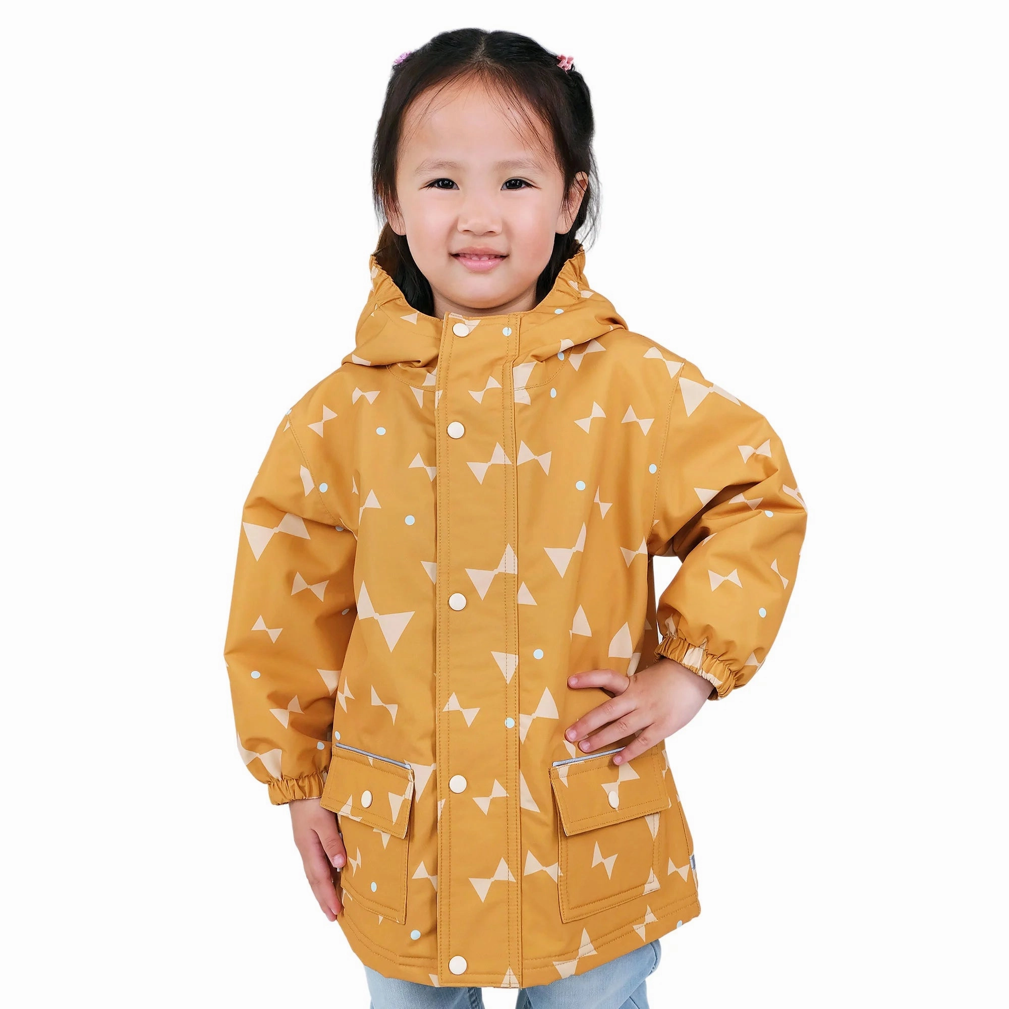>Jan & Jul Kids Cozy-Dry Waterproof Rain Jacket - Geo Bow Fall