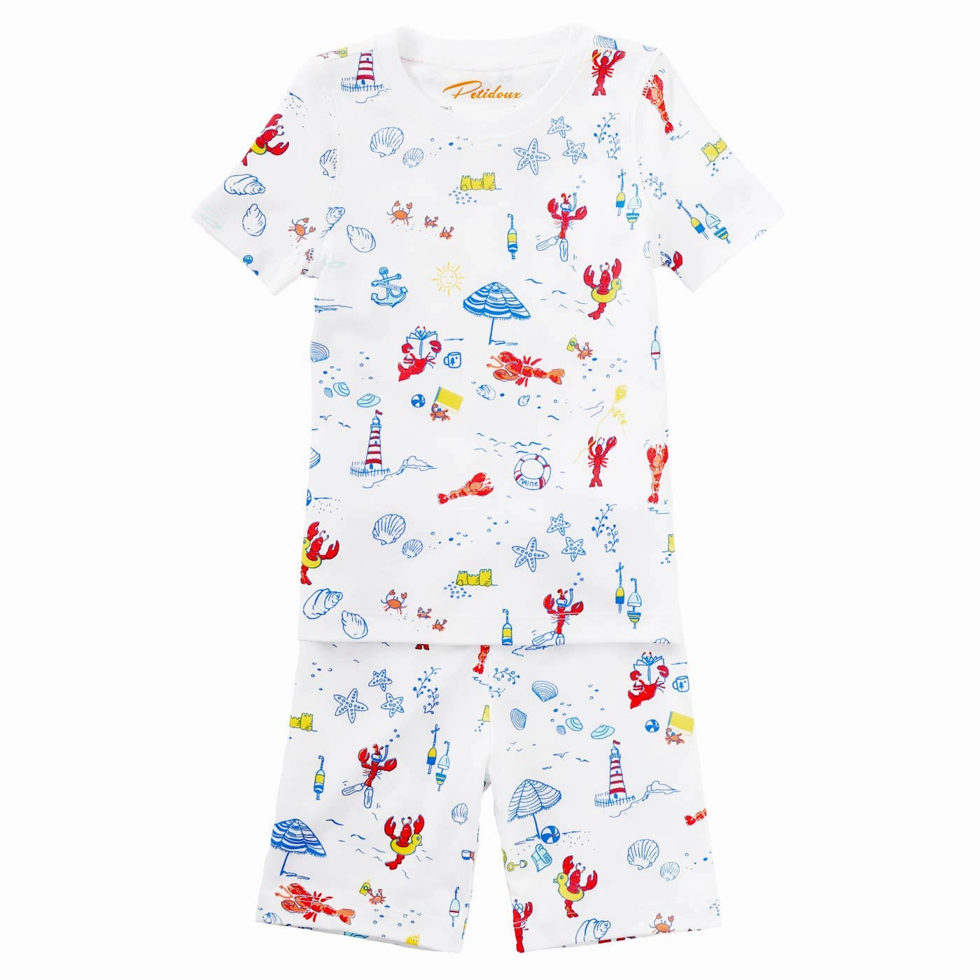 hypoallergenic Petidoux Lobsters on Vacation - Short Sleeve Summer Pajamas