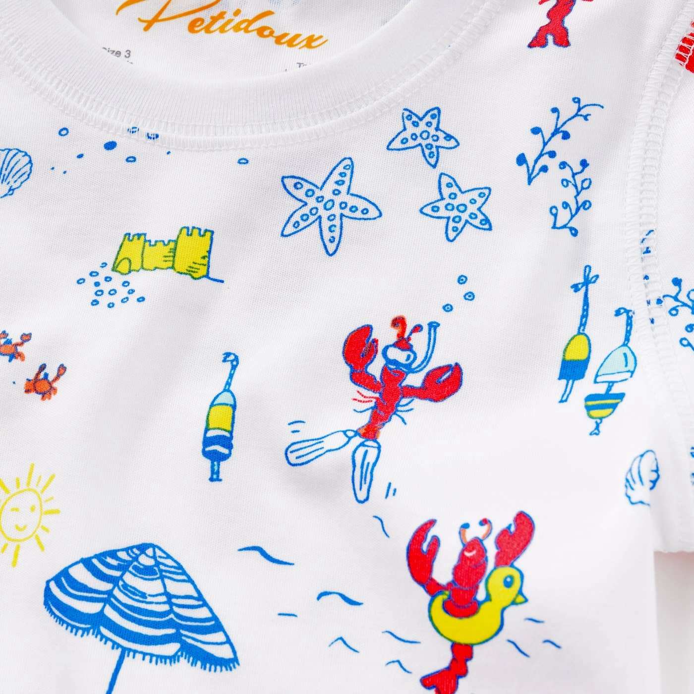 Naughty odor - resistant Petidoux Lobsters on Vacation - Short Sleeve Summer Pajamas