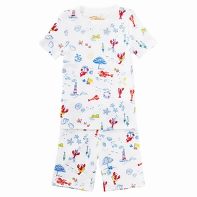 hypoallergenic Petidoux Lobsters on Vacation - Short Sleeve Summer Pajamas