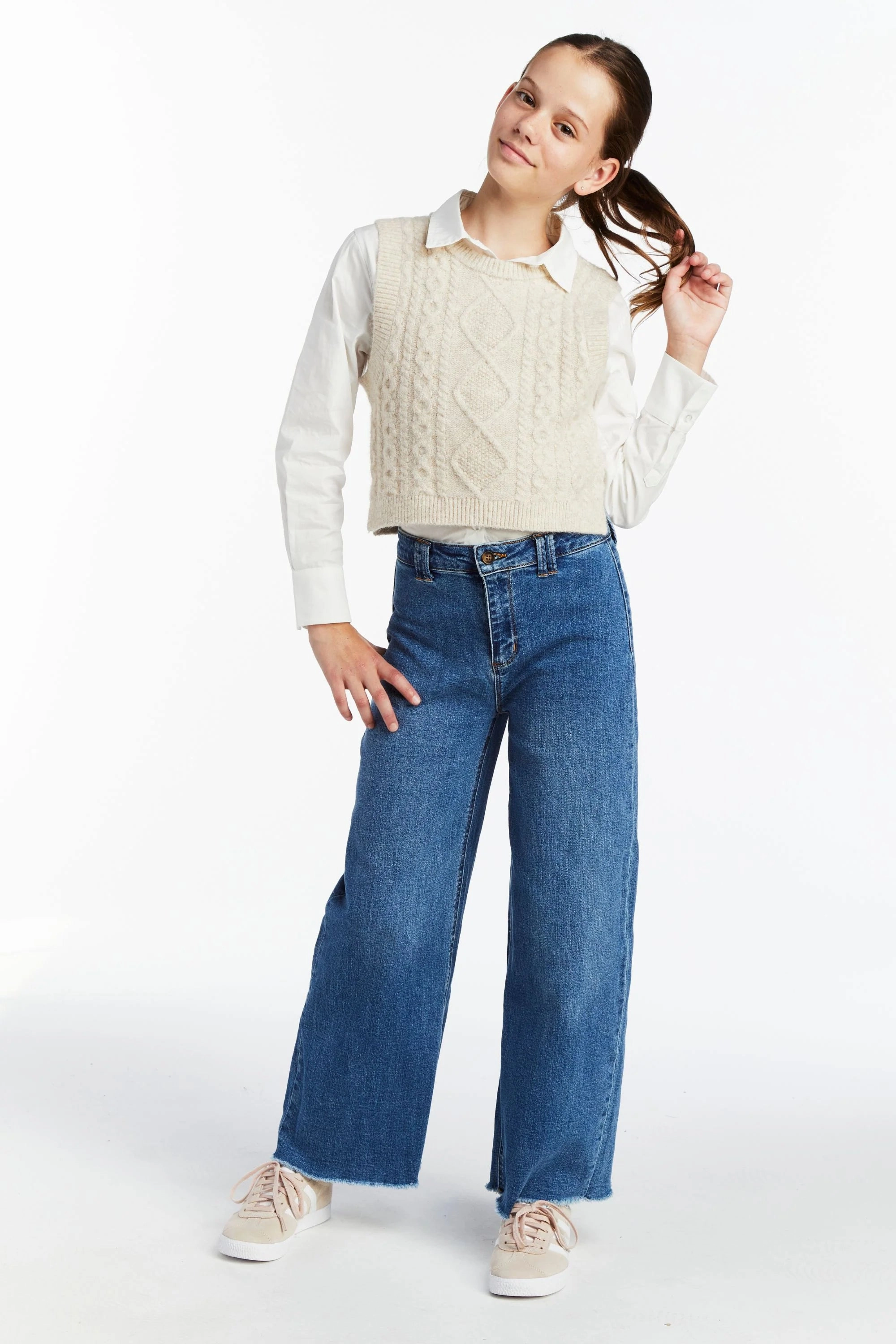 Laced Tractr Jeans High Rise - Medium Indigo