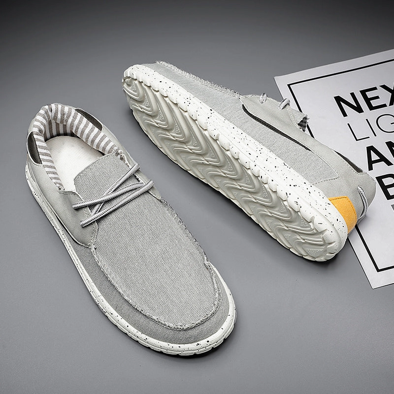 Relaxed Walking Shoes Pure Flow Men's Canvas Lace Boat Shoes