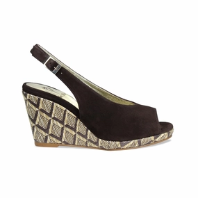 Winnie: Chocolate Suede & Raffia Wide Base Platform Sun Safe
