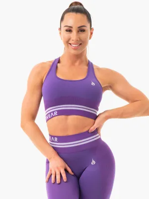 Freestyle Seamless Longline Sports Bra - Purple Double stitching seams Flatlock stitching seams