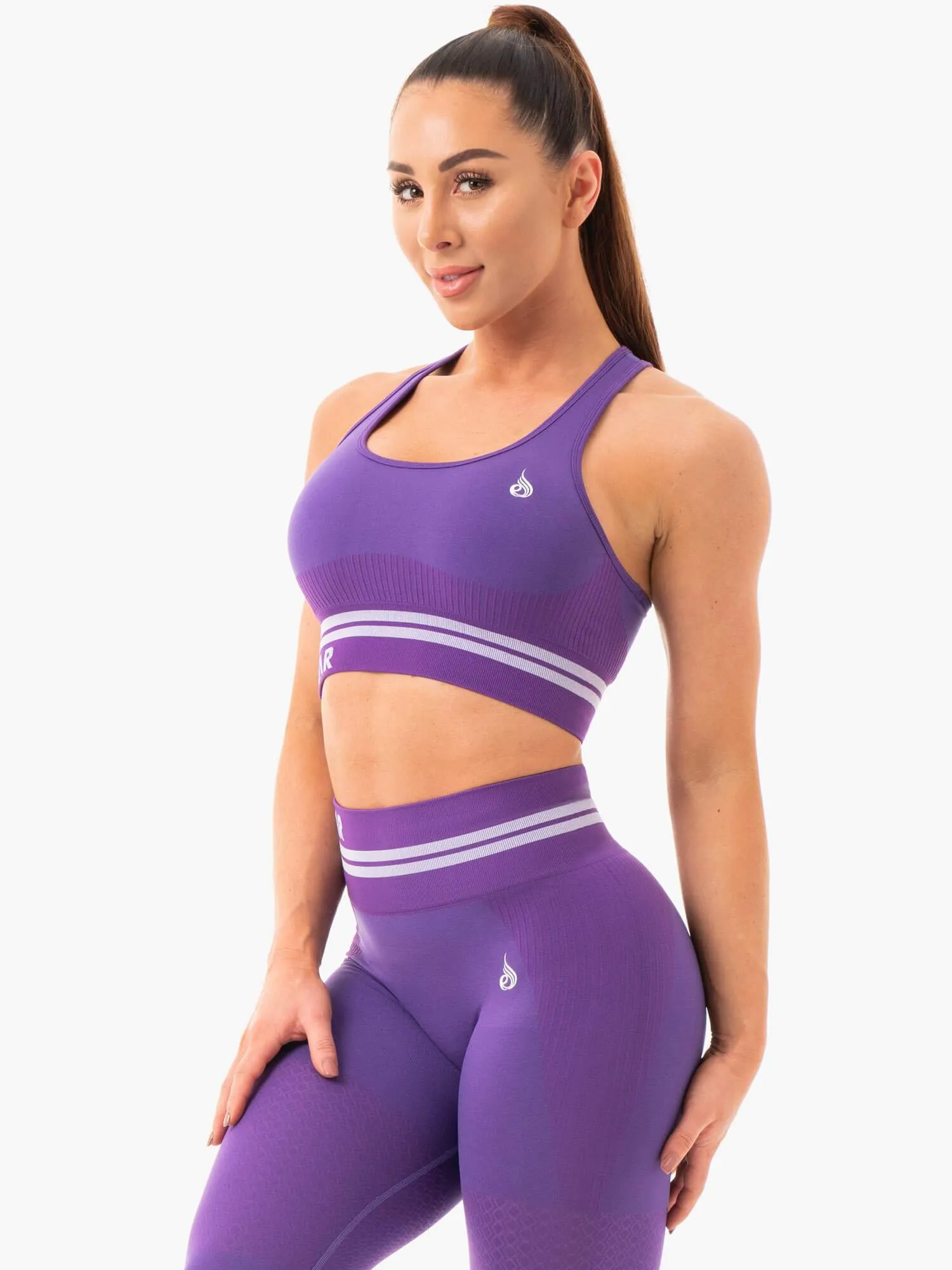 Breathable Lingerie Freestyle Seamless Longline Sports Bra - Purple