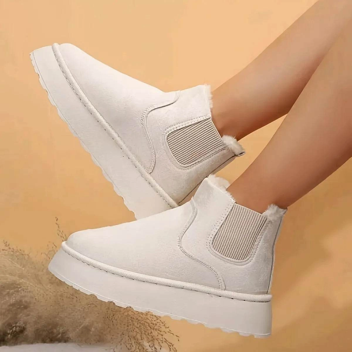 Snow Winter Fun Winter Snow Boots Fashion Flat Thick-soled Cotton Shoes Round Toe Warm Plush Ankle Boot For Women