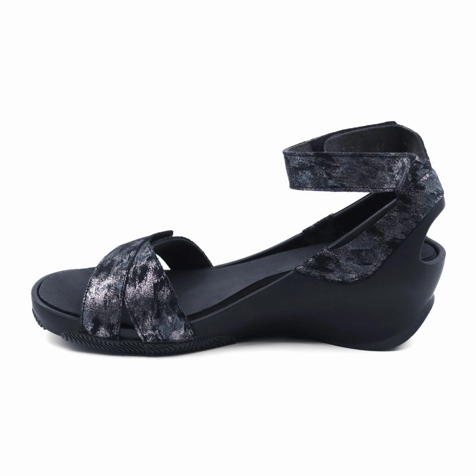 Wolky Era Wedge Sandal (Women) - Black Storm Suede All Purpose Anti Slip Sole