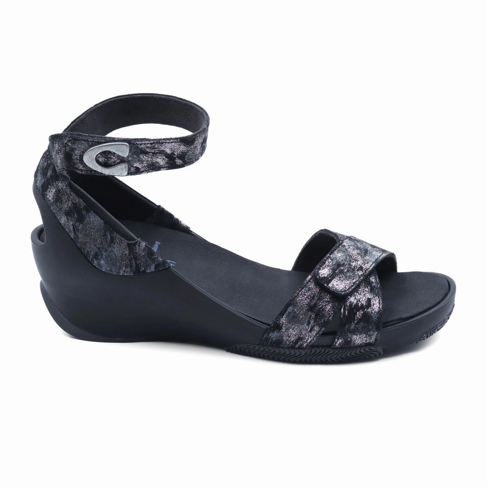 Ventilated Mesh Wolky Era Wedge Sandal (Women) - Black Storm Suede