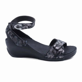 Ventilated Mesh Wolky Era Wedge Sandal (Women) - Black Storm Suede