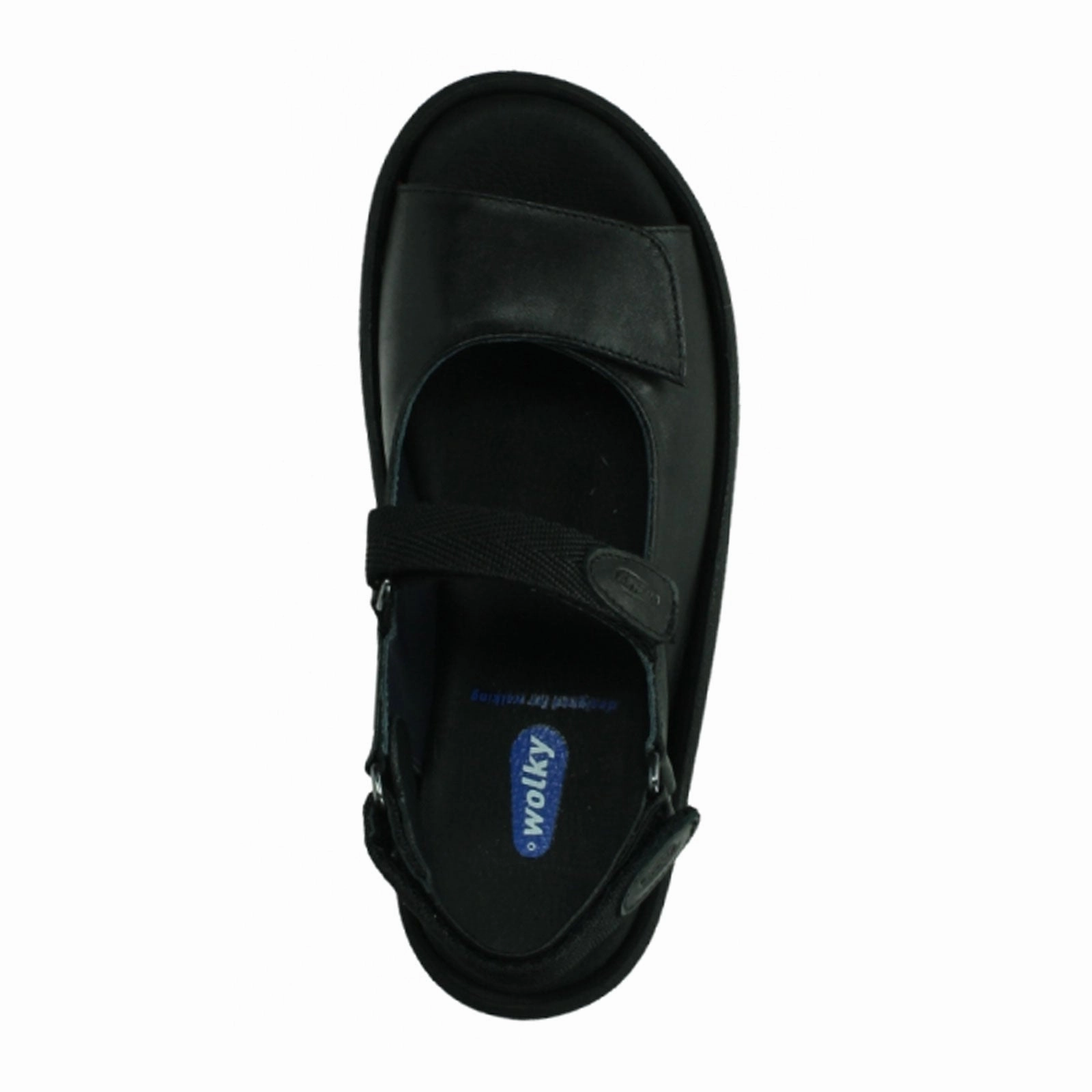 Wolky Jewel Backstrap Sandal (Women) - Black Leather Stretchable Material Foam Midsole