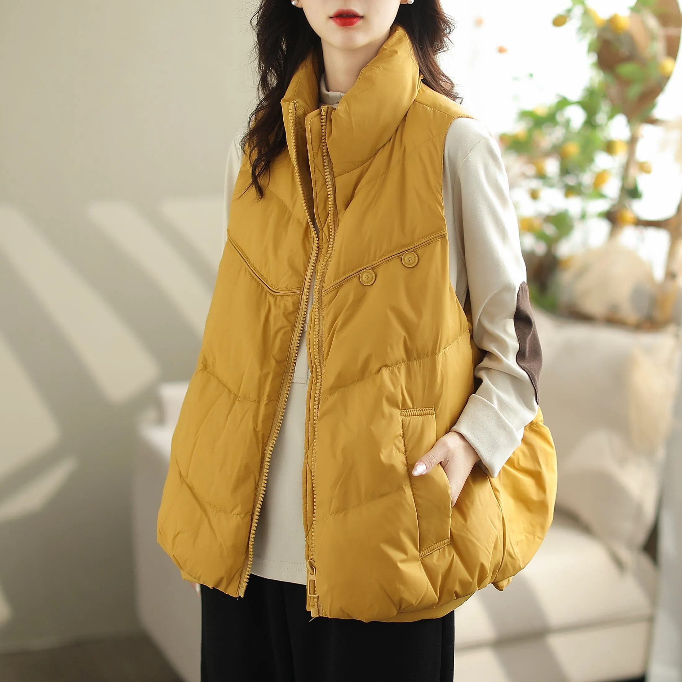 add on All Purpose Women Autumn Winter Loose Duck Down Warm Vest