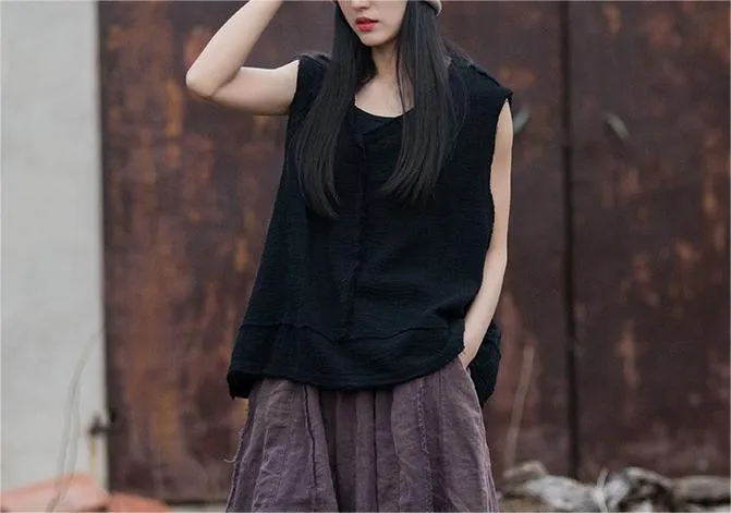 Blend Occasion Women Double-Layer Soft Cotton Linen Vests