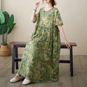 Timeless-Classic Romantic Hour Women Loose Retro Floral Printed Summer Dress