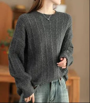 Chill Vibe Women Minimalist Fashion Solid Casual Knitted Sweaters