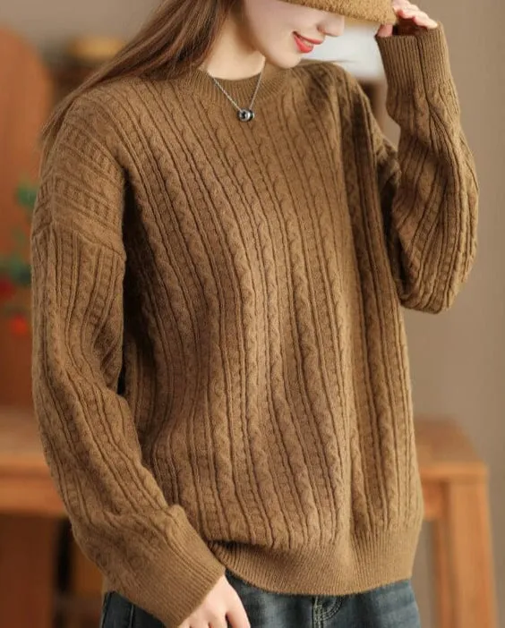 Women Minimalist Fashion Solid Casual Knitted Sweaters Active Style Essential Wardrobe