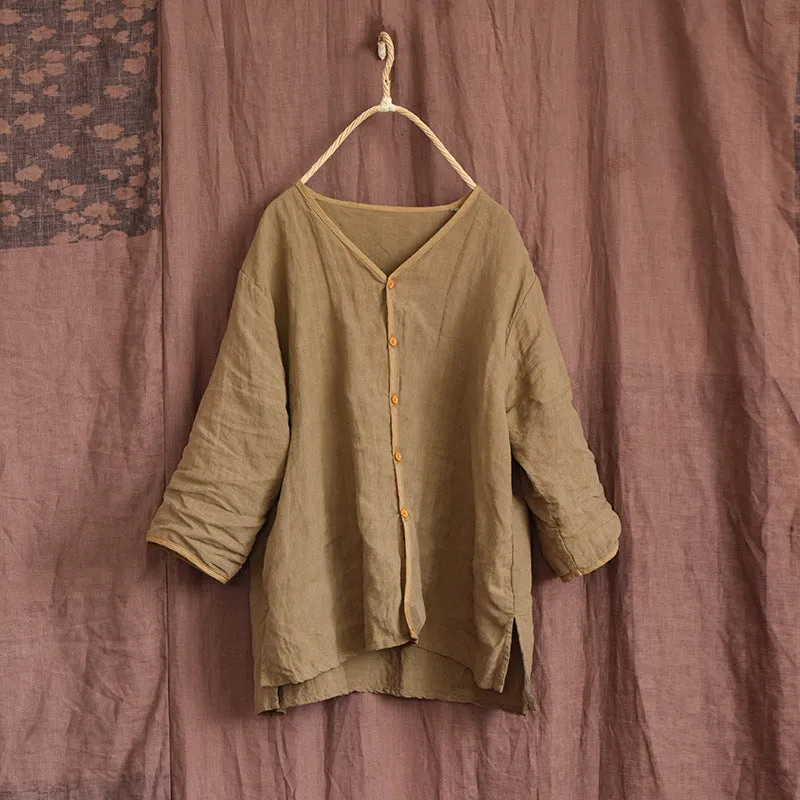 elegant design Winter Collection Women Spring Summer Cotton Linen Retro Blouse