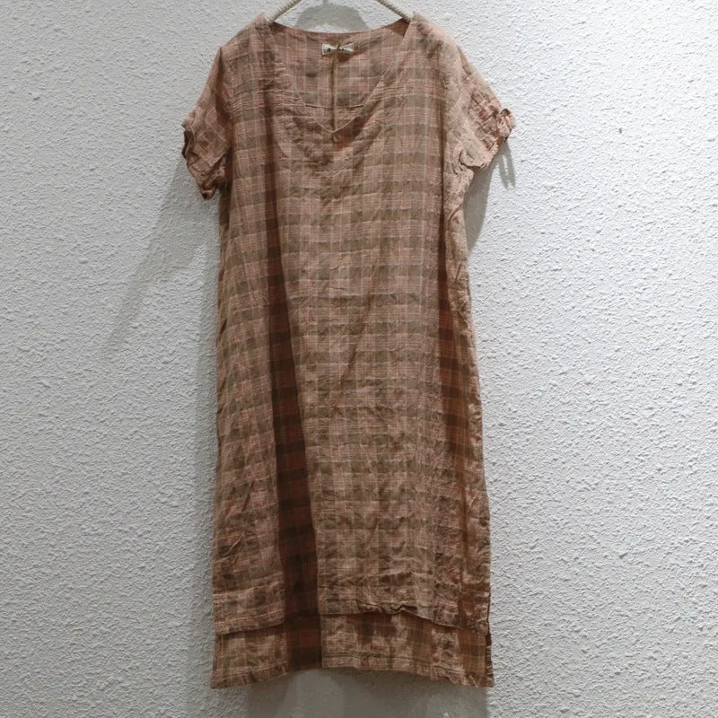 Polished Form Day-To-Night Wear Women Summer Loose Cotton Linen Dress