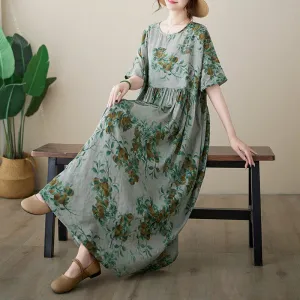 Women Summer Loose Retro Plus Size Dress Soft Design Elegant Mood