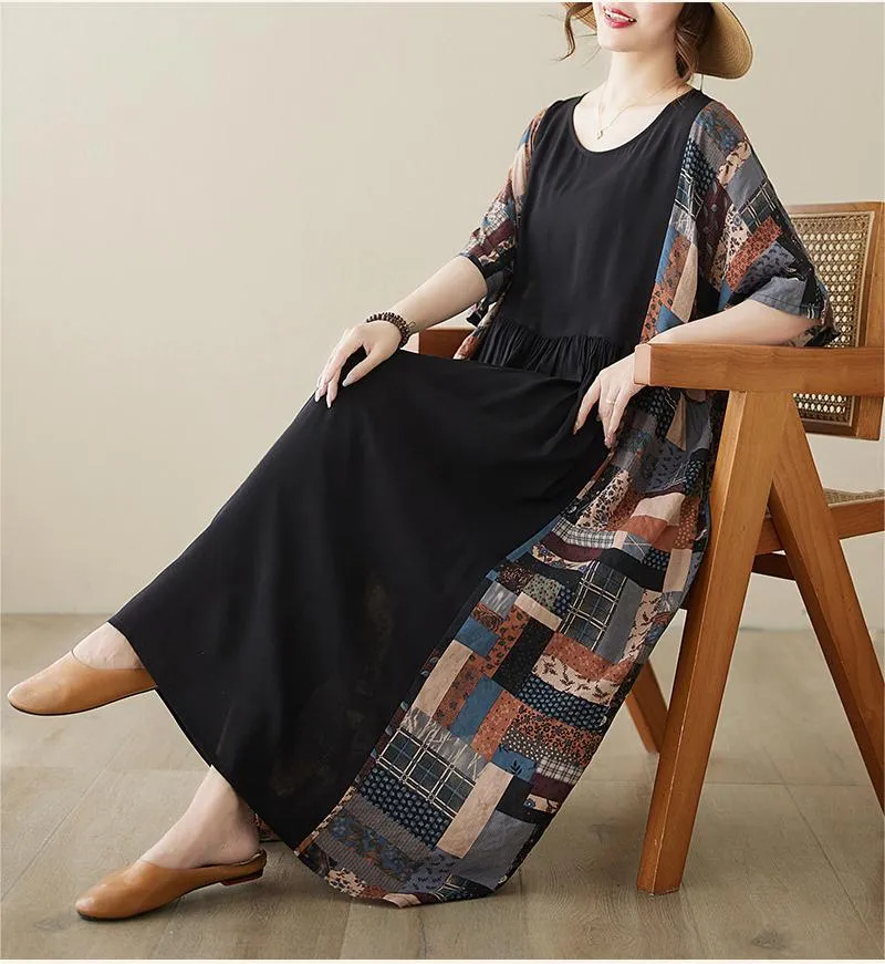 Women Summer Plus Size Loose Cotton Dress Tailored Wear