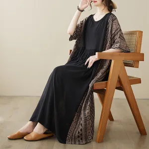 Women Summer Retro Printed Loose Cotton Dress Modern Appearance Light and breezy summer dress