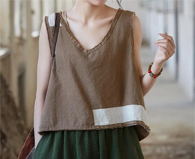 Enhancement ideal for activities Women Summer Solid Color Linen Vest